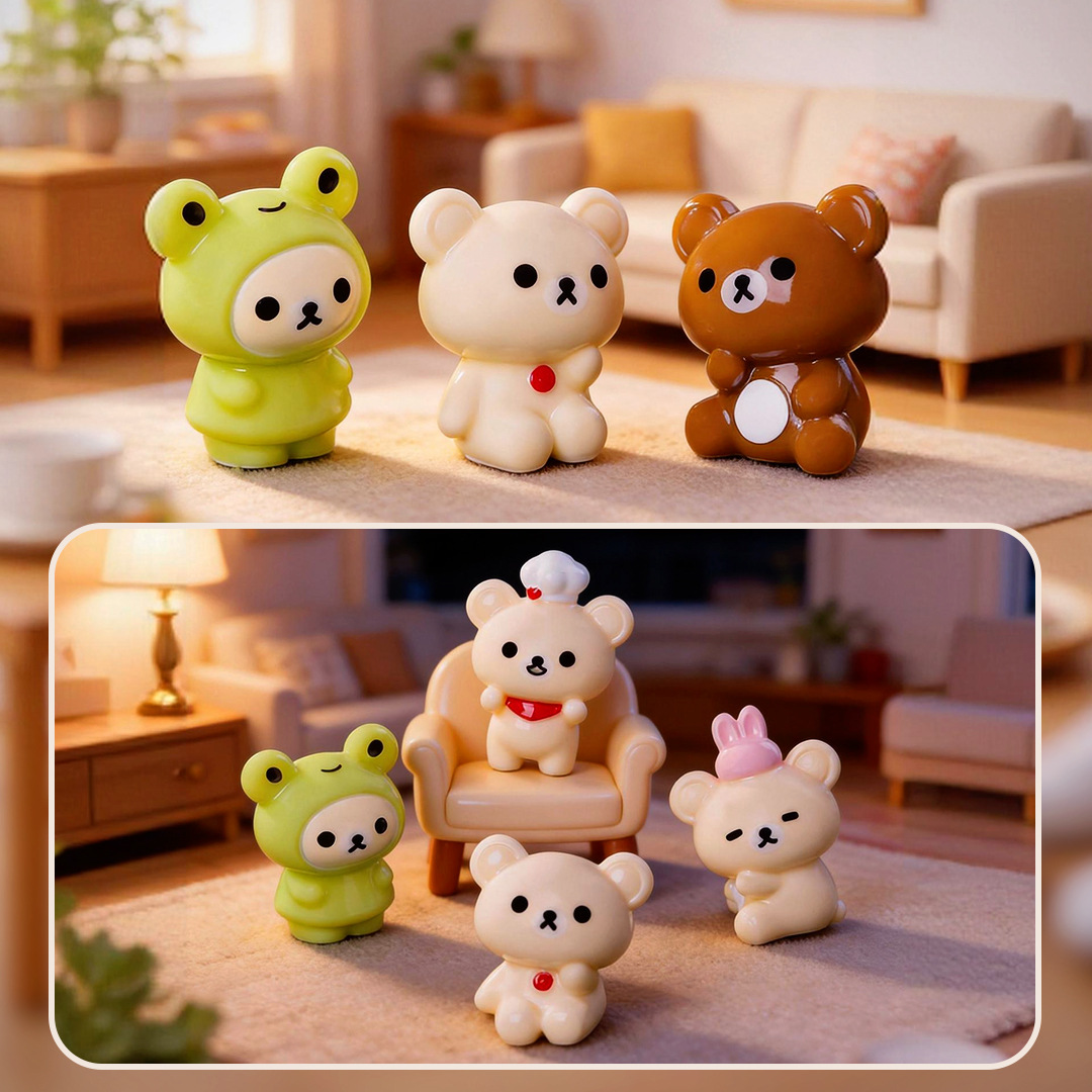 Miniature landscape, creative and fun, featuring a cute bear design. Cartoon DIY, adorable decorative pieces with a high-end feel, perfect as unique car or desk ornaments