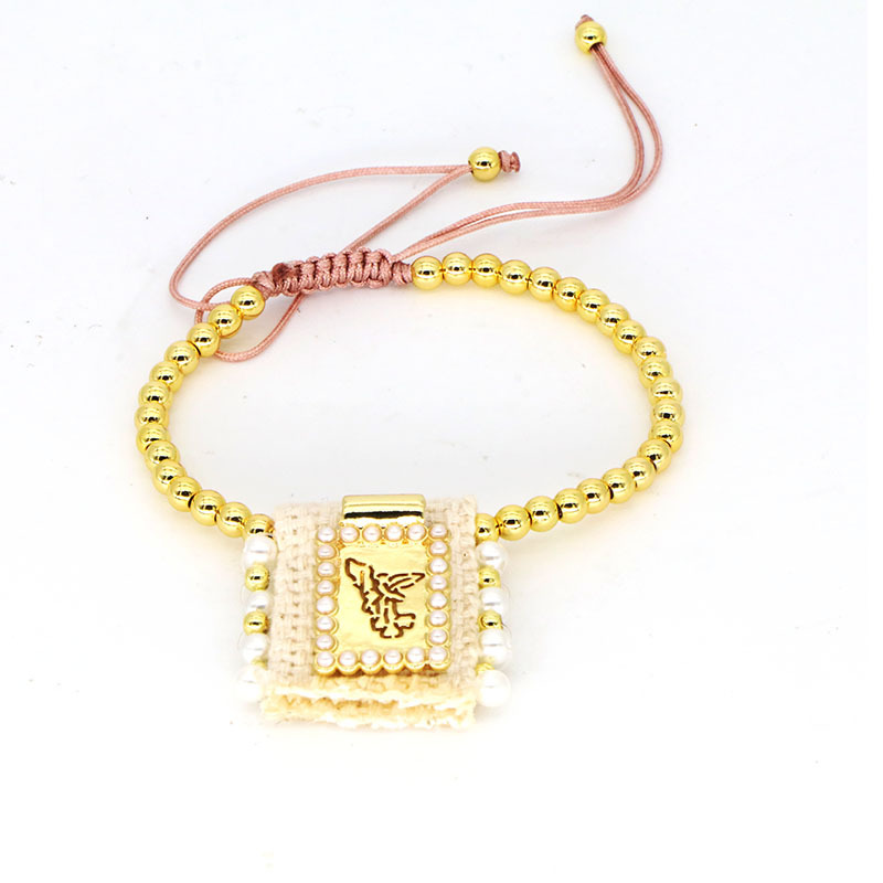 Unisex Gender Vintage Style Classic Style Virgin Mary Imitation Pearl Cloth Rope Ball Chain Stretch Adjustable String Bracelets Wholesale