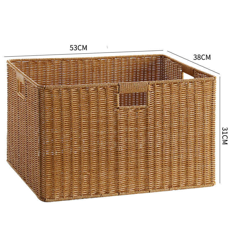 Cesta de almacenamiento de tela de caña imitación ropa sucia juguetes bocadillos cesta de almacenamiento de artículos de bambú tejido casero sala de estar gabinete de televisión escritorio completo
