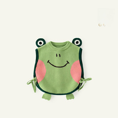 Cute Knitted Baby Vest for Spring and Autumn - A-Grade Cotton, Adorable Little Frog Design Children's Vest