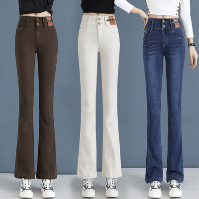 One piece On behalf of Same item fashion temperament cowboy Bell-bottoms 2023 Spring Elastic force Self cultivation Show thin