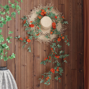New Daisy Vine Artificial Flower for Living Room Wall, Covering Electric Meter and Air Conditioning Pipes, Vine Wrapping Straw Hat Decoration Hanging