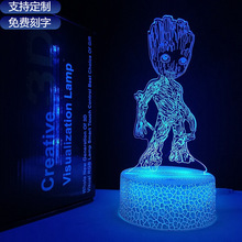 站姿格鲁特袖珍版树人3D小夜灯模型摆件电脑桌氛围灯台灯床头灯
