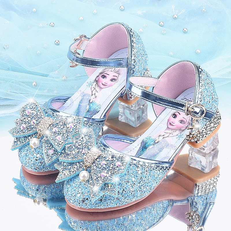 Детские туфли на высоком каблуке для девочек хрустальные туфли для девочек весной и осенью