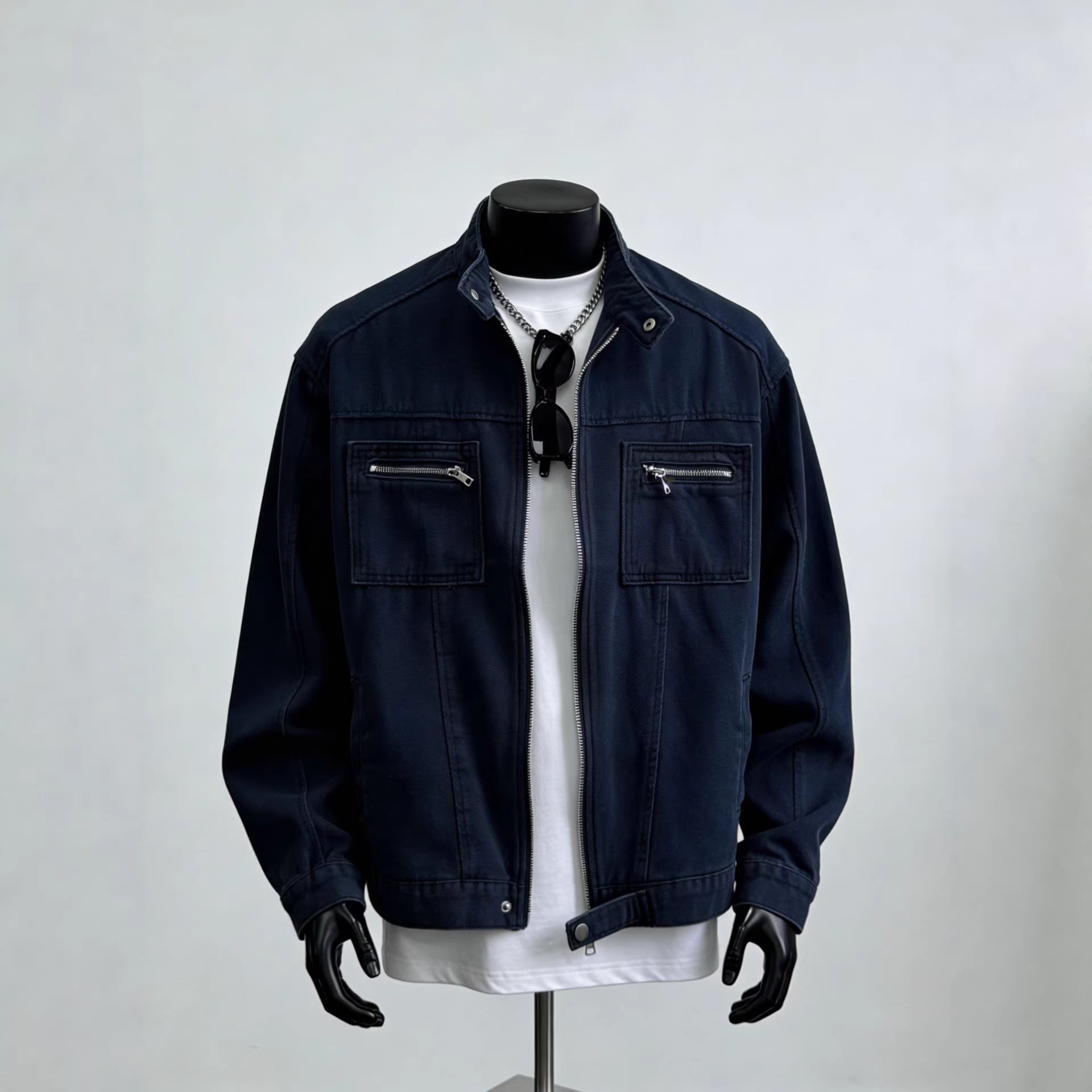 High-End Shoulder-Padded Short Functional Jacket for Men, Spring & Fall Niche American High Street Fashion Brand Vibe Wind Motorcycle Jacket