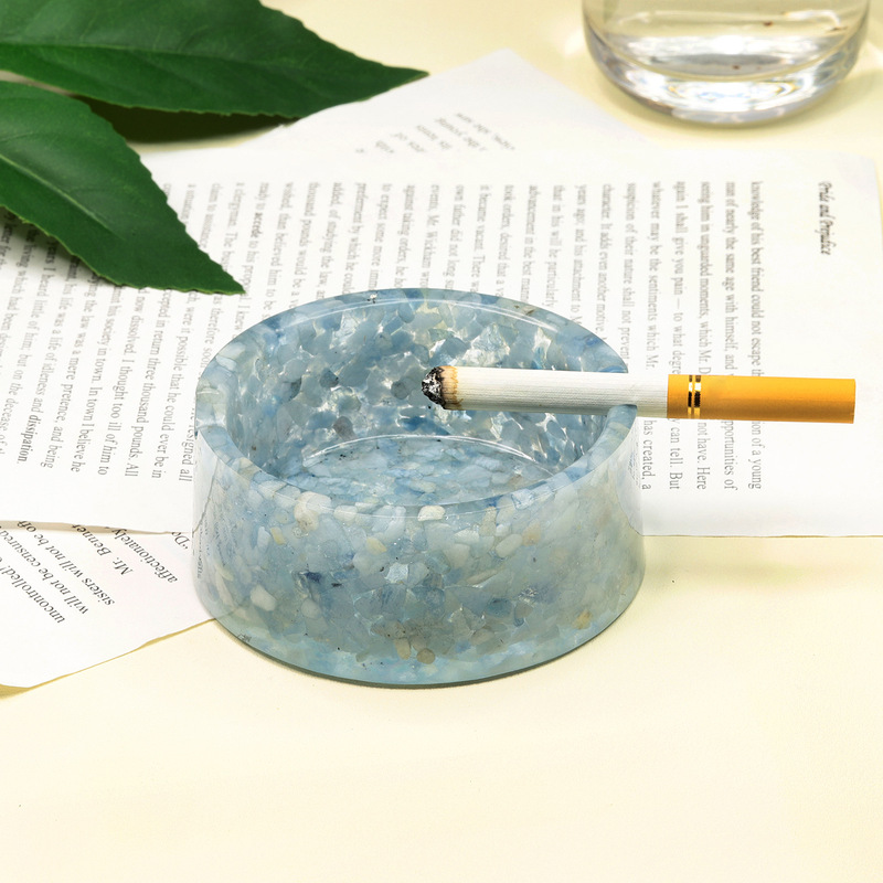 树脂混能量水晶碎石圆形烟灰缸收纳盒客厅办公室桌面水晶创意摆件 图 8