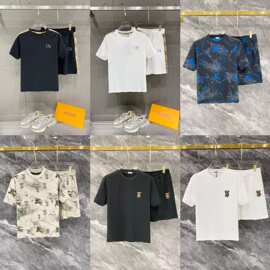 跨境B家26ss新款休闲短袖短裤套装高端版本专柜品质