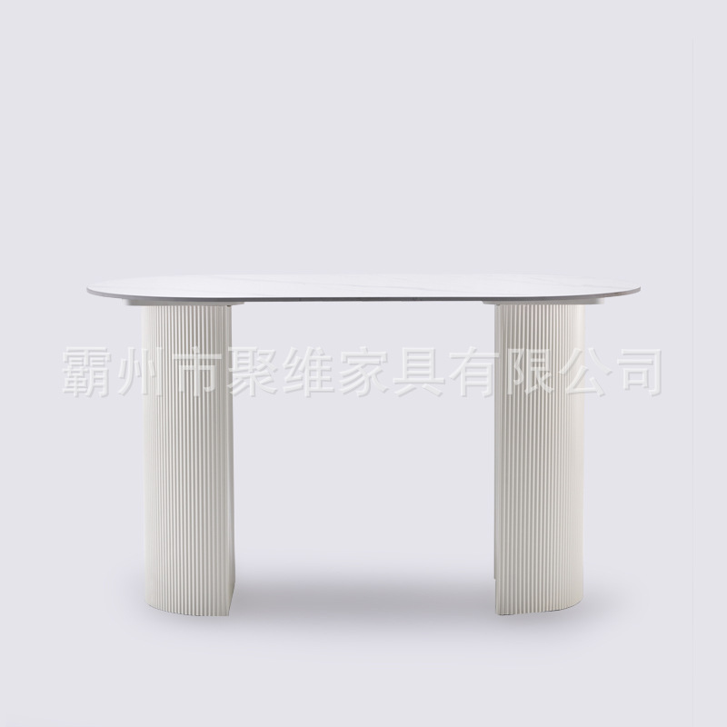 Mesa de comedor de roca semicircular, mesa de comedor de lujo ligera italiana, mesa de comedor de pequeño tipo, mesa de comedor doméstica moderna y simple.