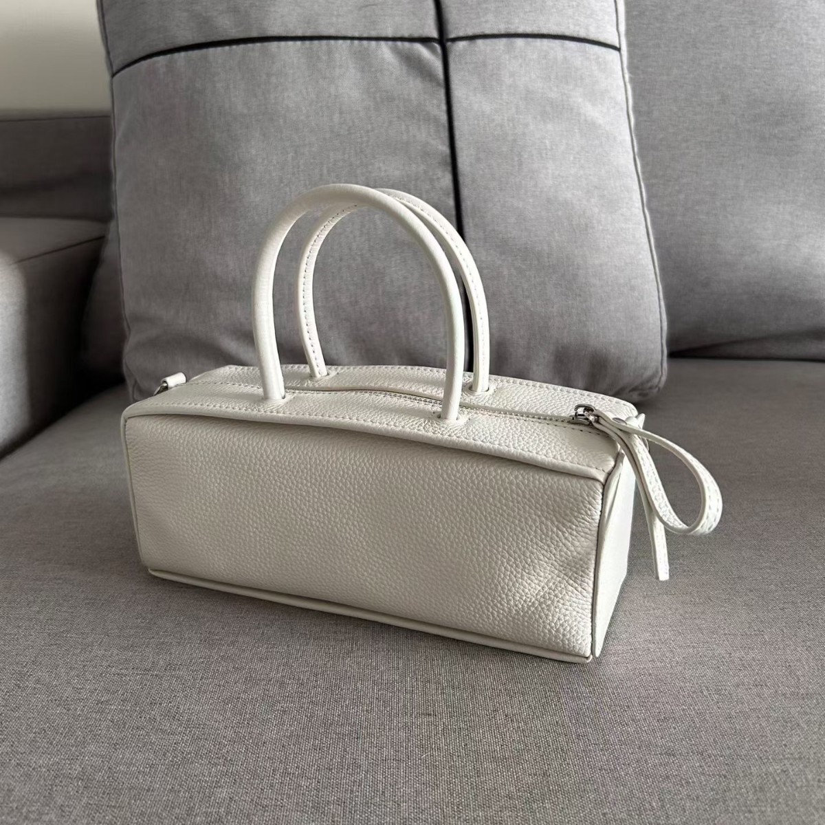 New Korean Style Top Grain Leather Mini Square Bag - Versatile Handbag & Crossbody Baguette - Thumbnail 2