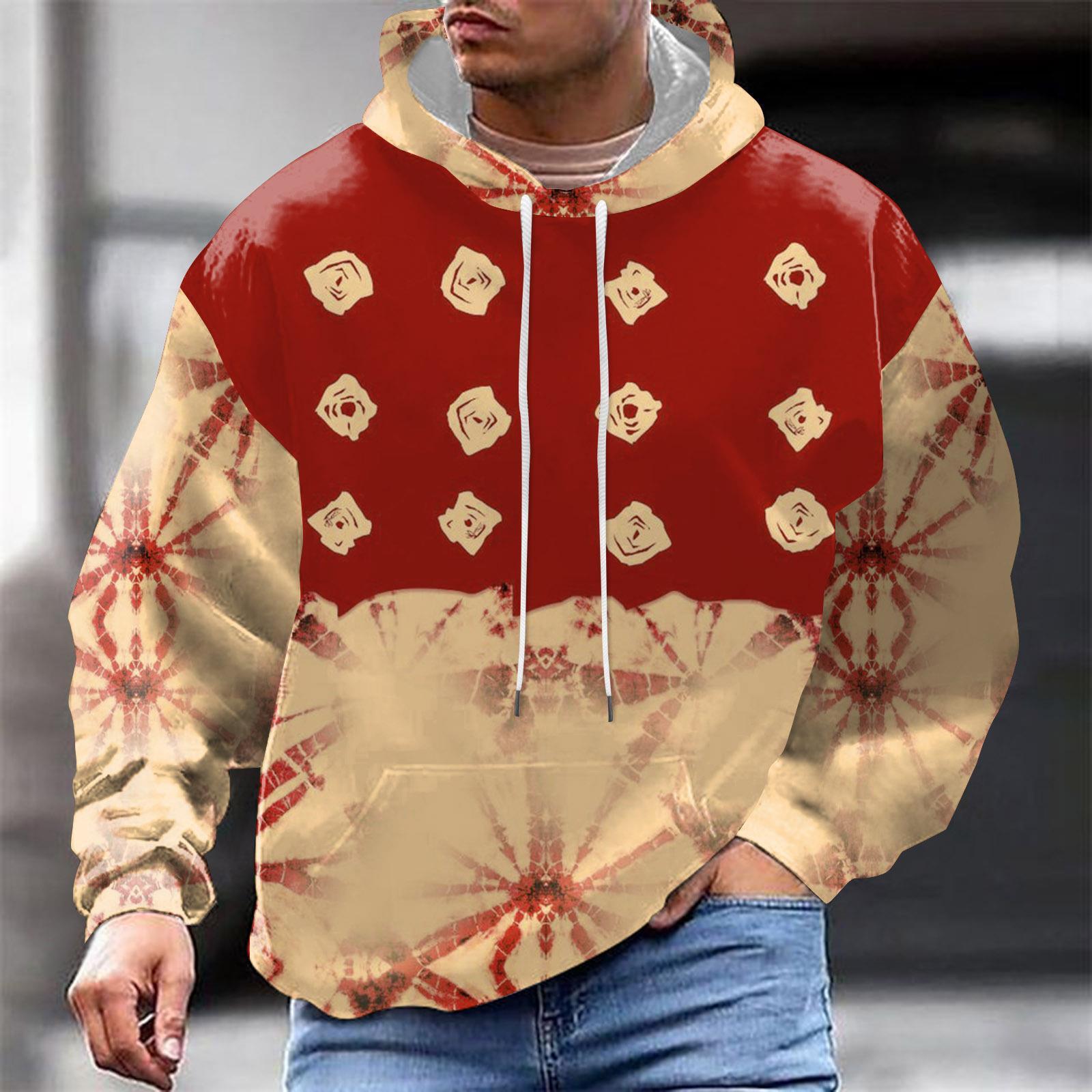 Comercio exterior europeo y americano nuevo estilo 2024 nueva tendencia de la moda casual todo-fósforo suéter con capucha para hombres étnicos MC11