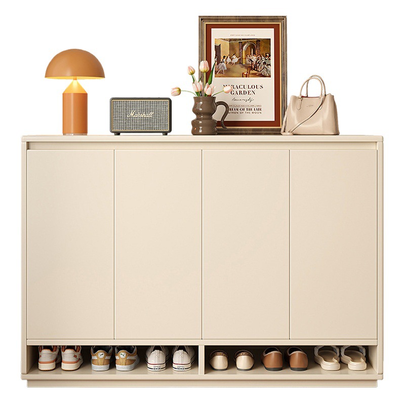 Gabinete de zapatos de madera maciza estilo crema puerta de la casa 2023 nuevo popular gabinete de entrada armario de almacenamiento integrado