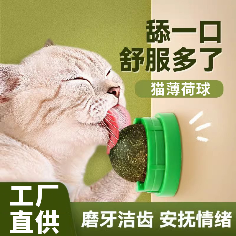 Catnip Ball Cat Toy Self-Entertainment Teething Cat Teasing Artifact Lollipop Licking Cat Teasing Stick Bite-Resistant Cat Toy