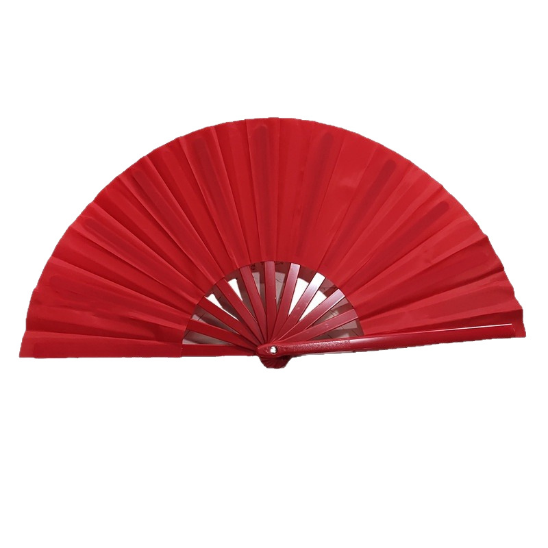 Los estudiantes a menudo usan 8 pulgadas 10 pulgadas ventilador de baile fiesta escolar bailando ventilador de Kung Fu barra de plástico paño rojo ventilador en blanco