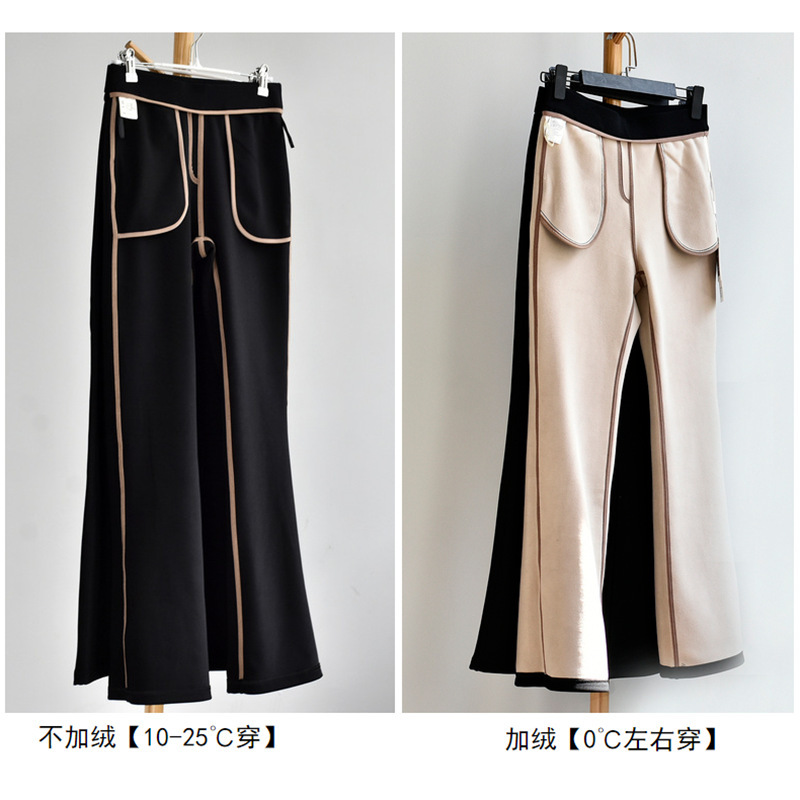【Song Song Supermodel Pants】26 Autumn New Women's Fashion Fleece-Lined Thickened Nylon Stretch Casual Flared Pants for Women 【Song Song Supermodel Pants】26 Autumn New Women's Fashion Fleece-Lined Thickened Nylon Stretch Casual Flared Pants for Women