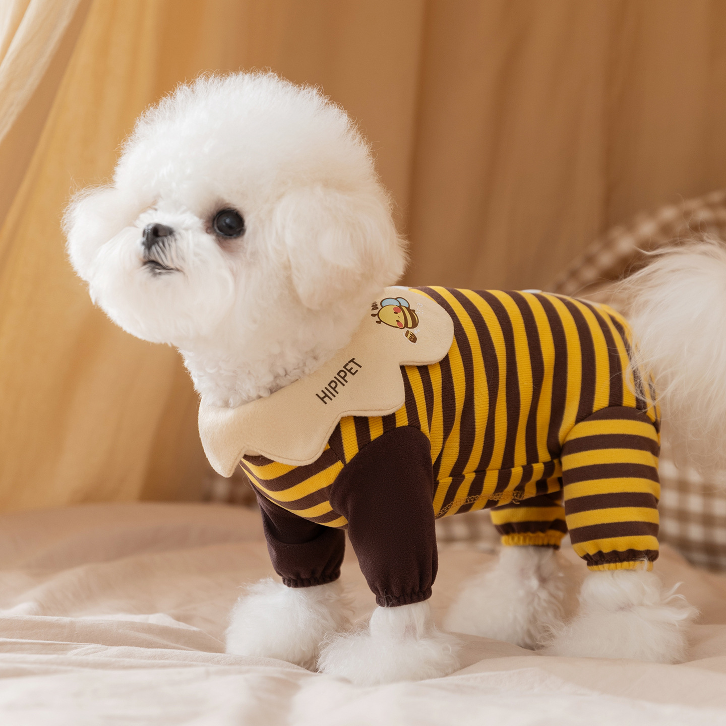 [10% de descuento en preventa] otoño e invierno nuevo estilo perro hippie solapa dibujos animados abeja chaqueta de vientre mascota perro gato ropa image 5