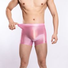 油亮光泽丝滑平角裤大码高弹透跨境欧美性感男女同款亚马逊ebay