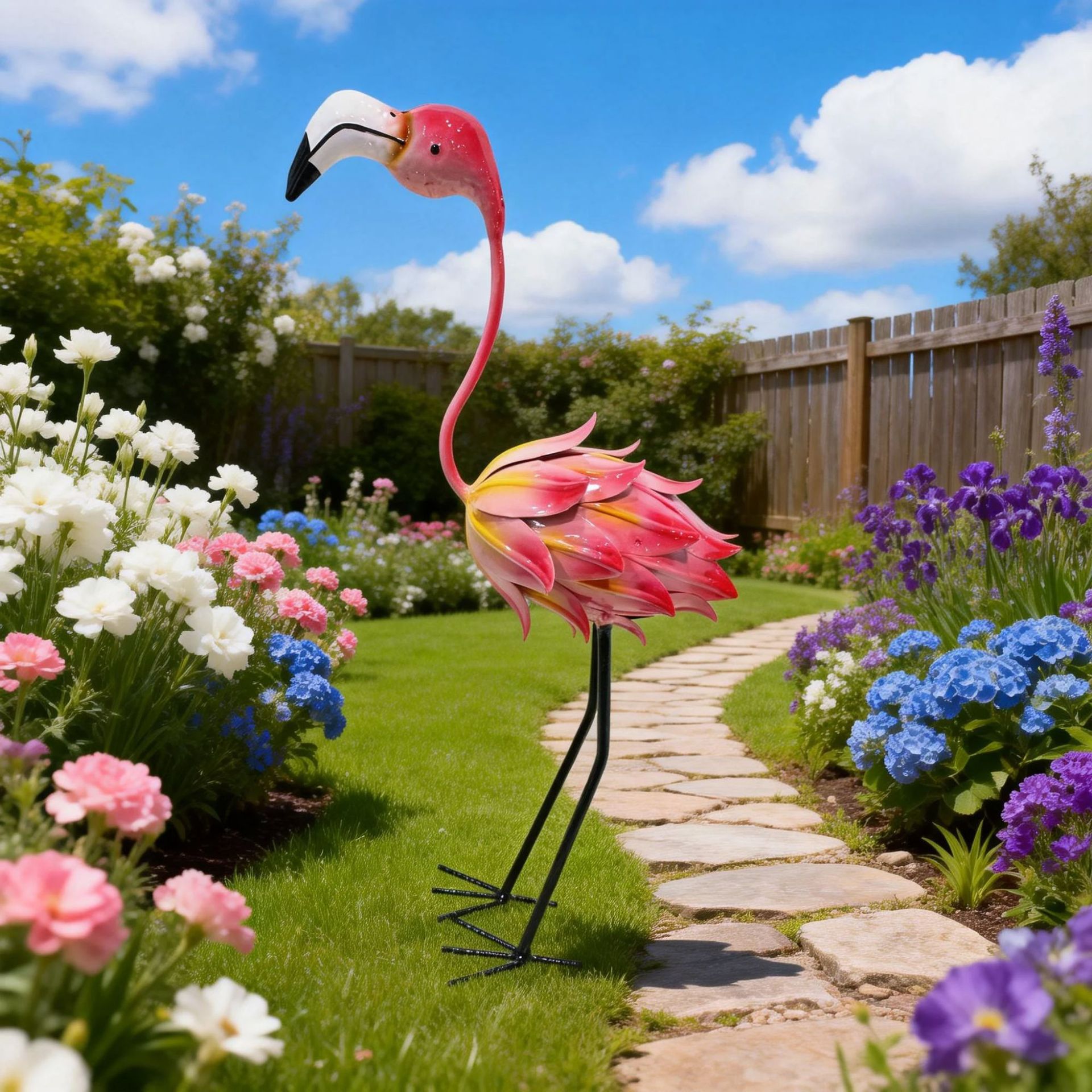 复古铁艺火烈鸟摆件阳台花园露台庭院户外孔雀仙鹤园林景观装饰