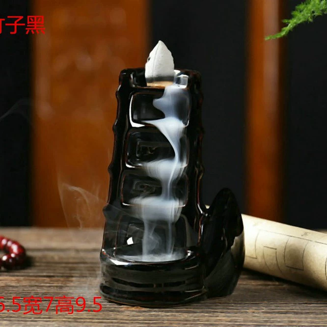 Ceramic Backflow Incense Burner, Lotus Inverted Design, Decorative Buddha Incense Holder