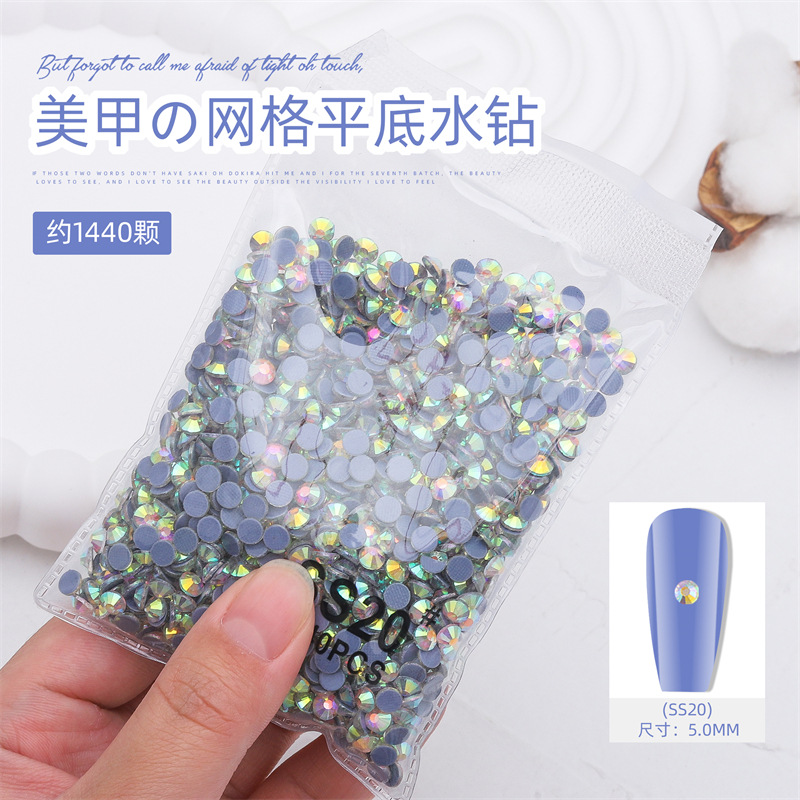 1440 malla de uñas plana rhinestone inferior no gota diamante olímpico blanco AB redondo transparente bolsa grande cristal joyería diamantes