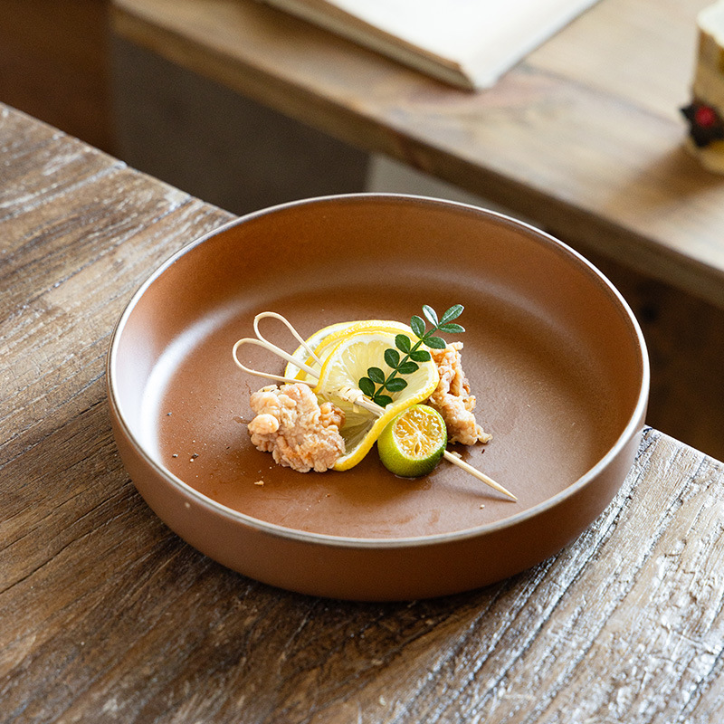 Plato de cerámica retrógrado de alto valor, plato de comida occidental, plato de ensalada, plato de desayuno, plato de pasta