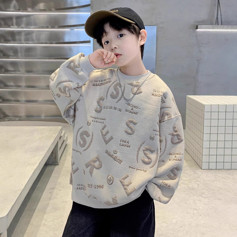 Boys' Sweatshirt Spring and Autumn 2025 New Autumn Outfit Children's Stylish Trendy Top for Older Boys Street Style Cool Boys' Sweatshirt Spring and Autumn 2025 New Autumn Outfit Children's Stylish Trendy Top for Older Boys Street Style Cool