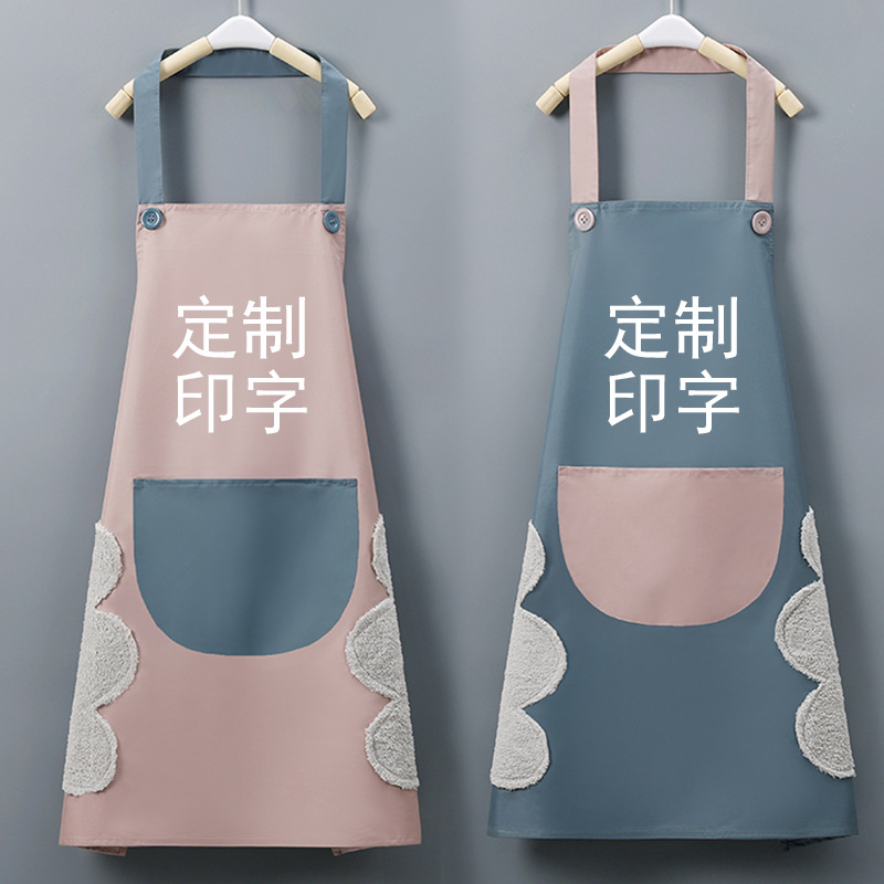 厂家印LOGO围裙擦手毛巾 防水防油厨房围裙 印字广告宣传围裙