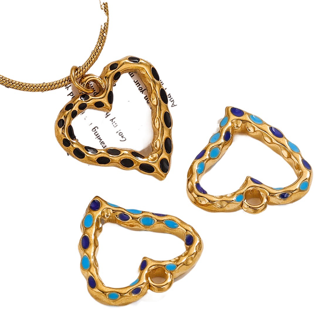 DIY COLLAR COLGANTE de acero inoxidable melocotón corazón punto gota aceite titanio acero colgante suéter cadena simple estilo joyería colgante