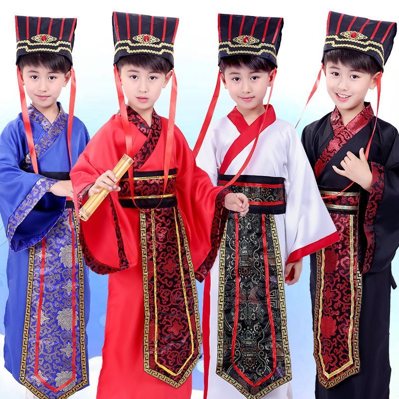 Children's three kingdoms costumes chinese ancient prime minister cosplay hanfu boy textbooks play zhuge liang cao cao lu su cosplay perform clothing