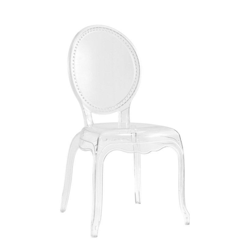 Silla acrílica de comercio exterior, silla transparente de palacio, silla con respaldo, mesa y silla simples, silla para banquete de hotel, auditorio, boda