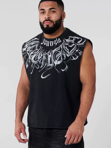 YOUNGLA American Fashion Brand Men's Digital Direct Injection Xia Xin Jogging Sports Fitness Vest Fashion Casual Sleeveless T-shirt