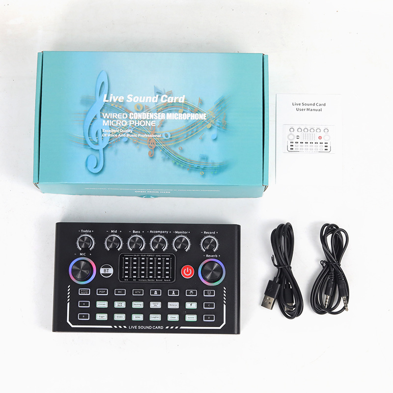 BM800 micrófono de condensador + tarjeta de sonido de teléfono móvil V8 ancla transfronteriza computadora de grabación de audio soporte conjunto de transmisión en vivo