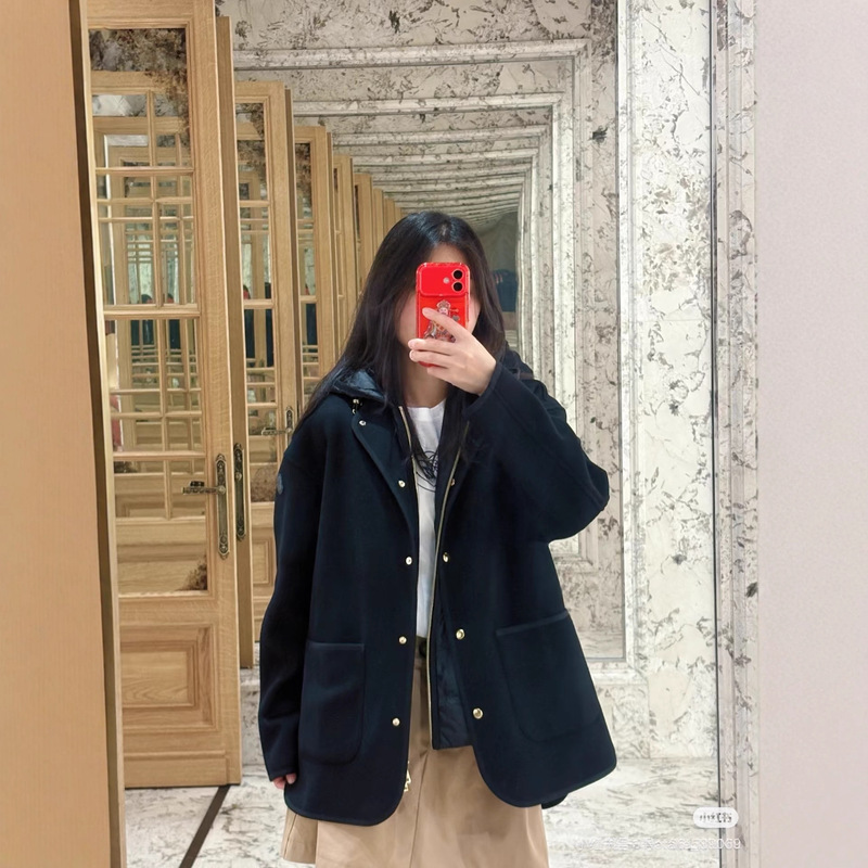 M Brand Three-In-One Cashmere Jacket with down Vest, Hood, Pockets, Loose Warm Coat, Two-Way down Jacket