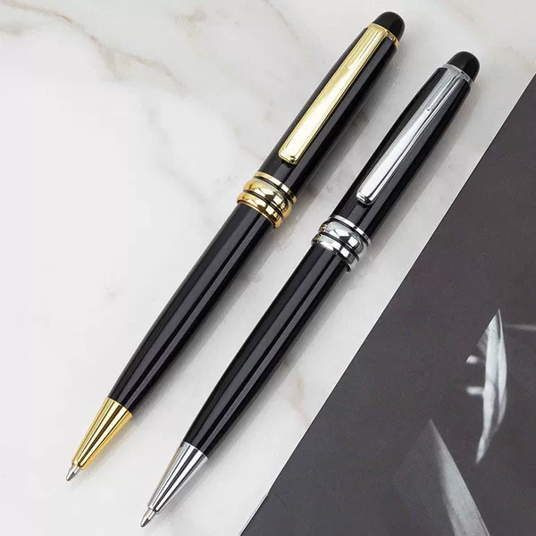 Corporate Conference High-End Hotel Gift Printing Logo Signature Oil-Based Rotating Engraving Black Metal Advertising Pen