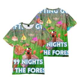 新品游戏99 nights in the forest印花短袖T恤印花成人童装夏季