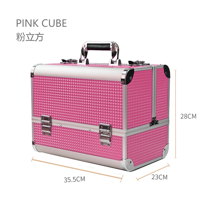 Caja de maquillaje profesional a prueba de agua a prueba de polvo, maleta de aleación de aluminio, caja de almacenamiento de herramientas de manicura de gran capacidad de diseño en capas