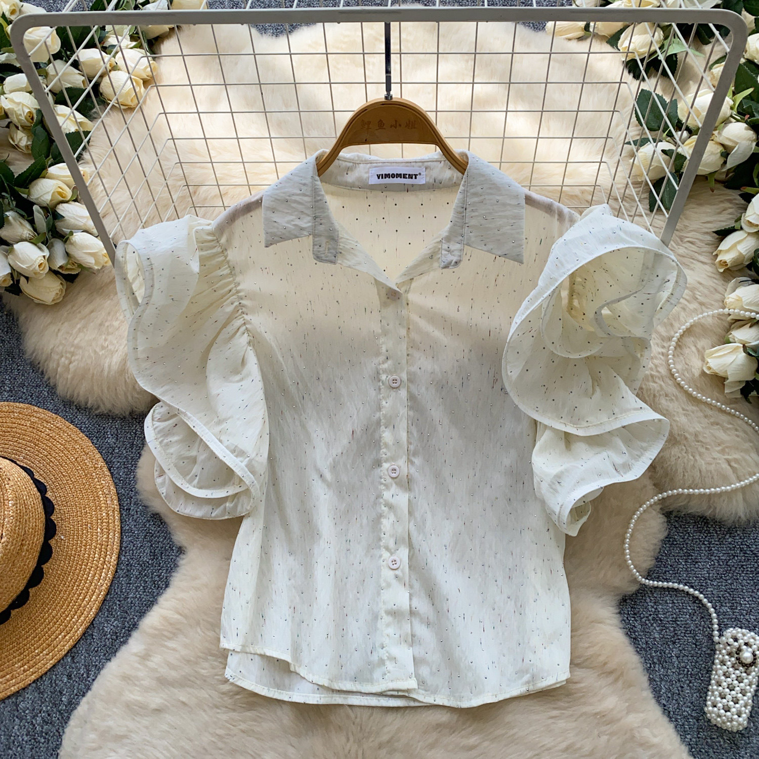 Women's Korean Style Puff Sleeve Breathable Shirt Skin Friendly Loose Design Elegant Versatile Commuter Top Spring 2026_ecoleips.com