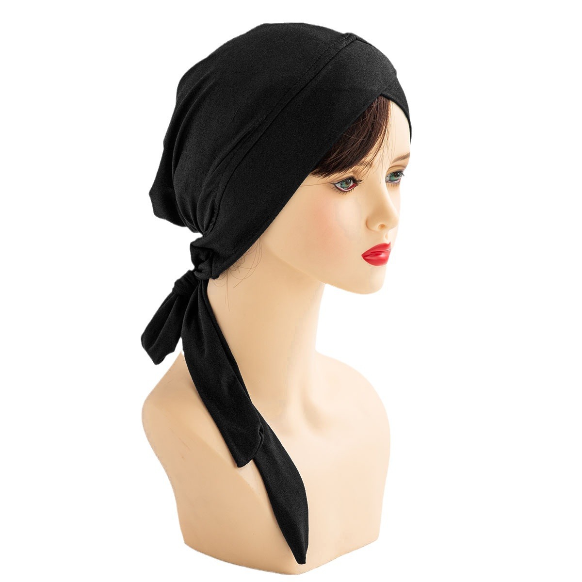 Cross border hot forehead cross all comfortable lightweight casual strap long tail headscarf hat women silky smooth can be worn