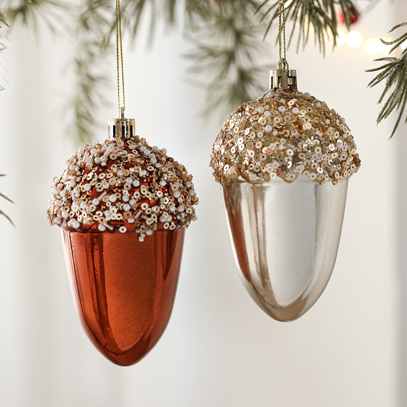 Colgante de plástico de color curry nórdico transfronterizo pino de pentaca polvo de pegamento de árbol de Navidad colgante caja de decoración