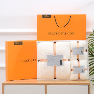 Coral Velvet Towel Bath Towel Three-Piece Gift Box Set with Return Gift Gift Face Towel Custom Logo Wholesale