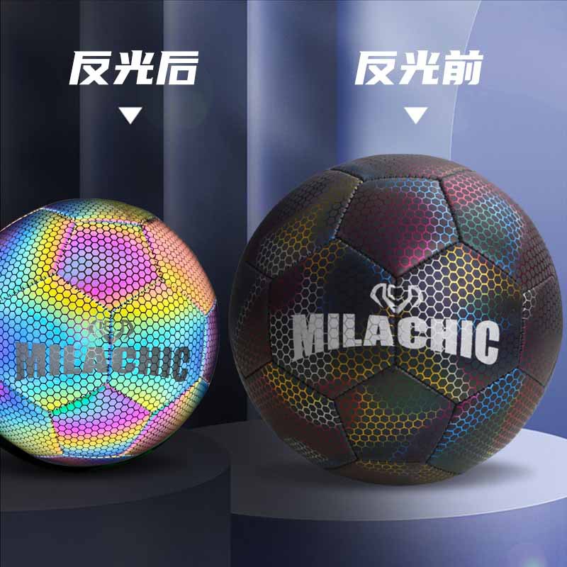 Cross-border group purchase and delivery of holographic reflective football No. 4 and No. 5 machine-sewn luminous fluorescent luminous PU football source factory
