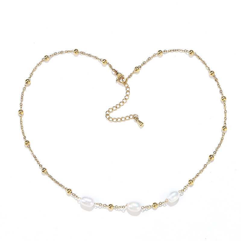 Daily Occasion Stainless Steel, Freshwater Pearl Material Elegant Water Droplets Stainless Steel Freshwater Pearl Beaded Necklace