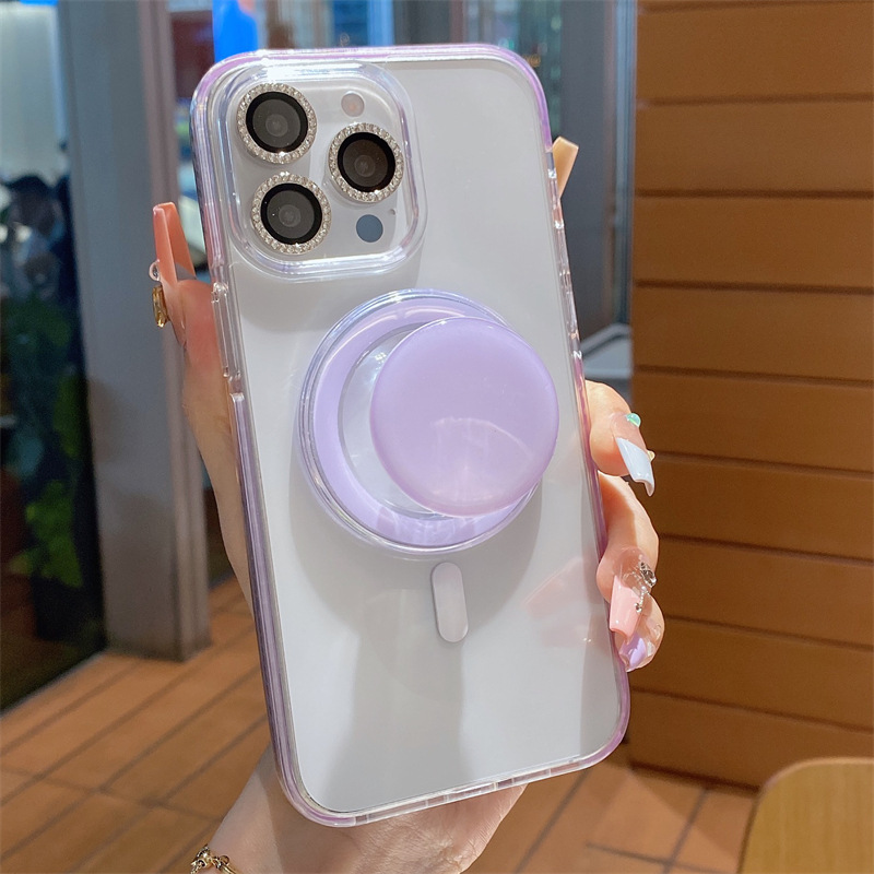 Funda de teléfono magnética transparente de color para Apple 16ProMax simple 15Pro pareja 14/13 nuevo 15PM