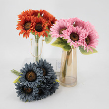仿真花手札把束6头太阳花向日葵装饰花客厅餐桌花瓶插花摆件批发