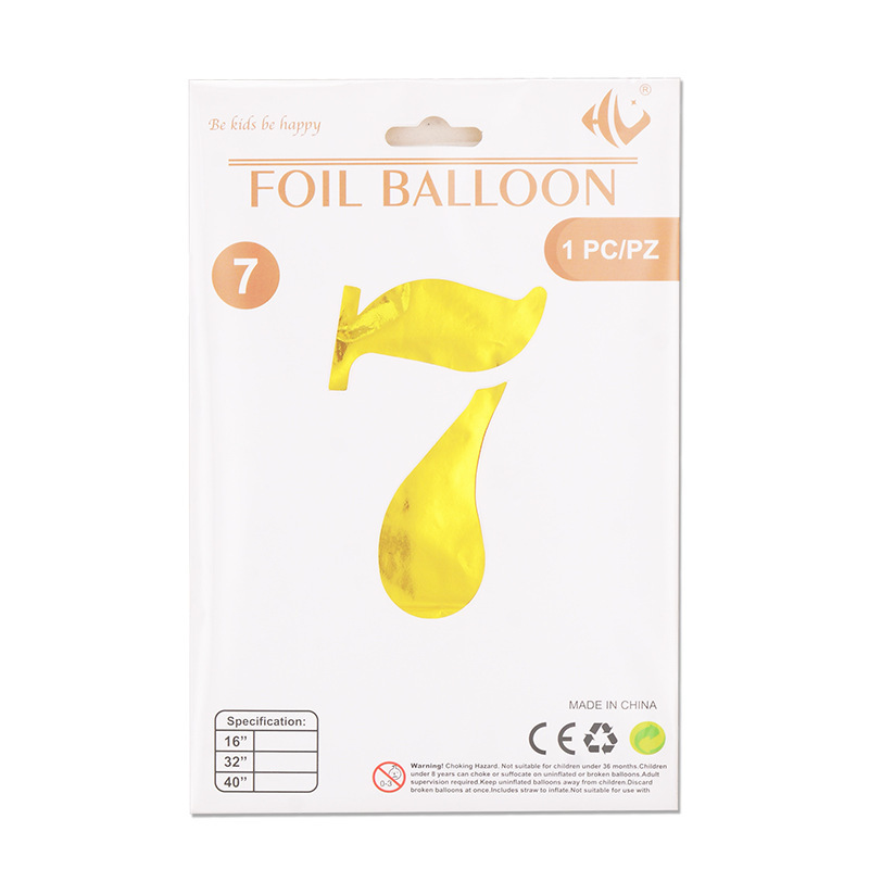 Tarjeta de papel digital de 40 pulgadas, embalaje independiente, película de aluminio, edición de tapa dura 0-9, decoración de fiesta grande, globos de papel de aluminio decorativos