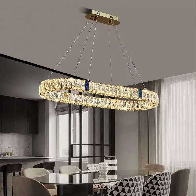 餐厅吊灯水晶灯后现代轻奢简约家用创意贝壳长条设计师款吧台灯具