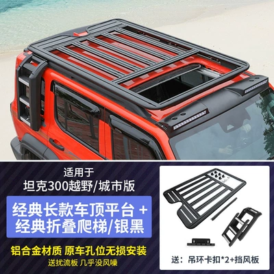 Border Version Special Modified | Roof rack - tank-300-off-roadcity-version-classic-long-roof-platform-classic-folding-laddersilver-black