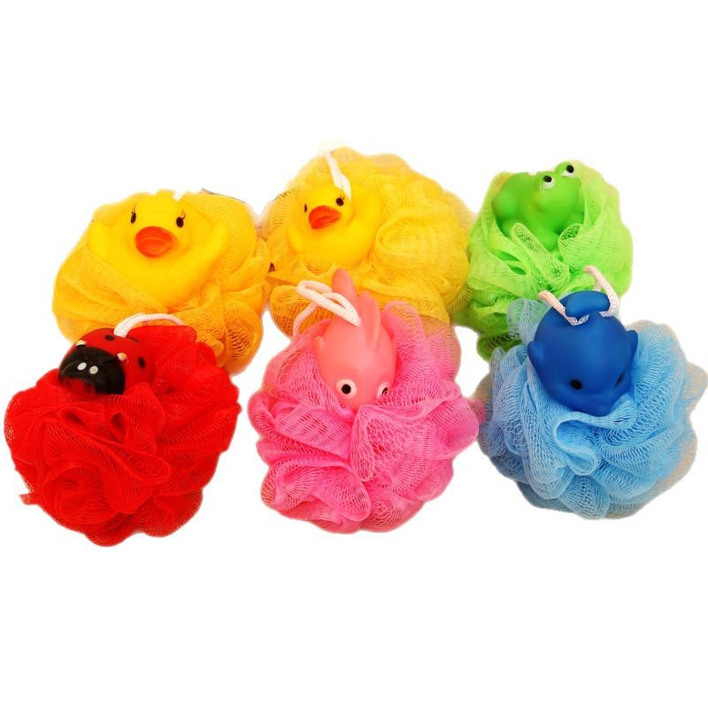 Directo de fábrica animal grande Bola de baño de dibujos animados dispersos Super suave Flor de baño personalizado para todo tipo de cabeza de vacaciones retrato cepillo de baño