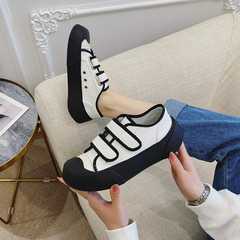 2022 Spring New Velcro Single-Layer Shoes Low-Top Canvas Shoes Casual Flat Sneakers for Women, Large Sizes 41-44