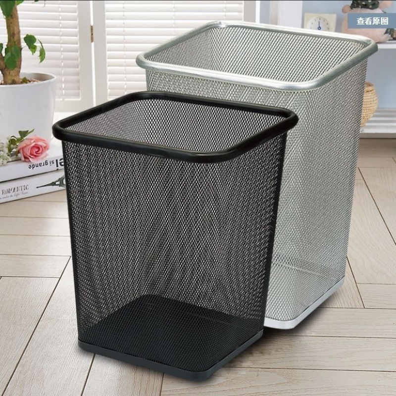 Papelera de Malla Metálica Cuadrada, Cocina, Oficina, Hogar, Estilo INS, Abierta