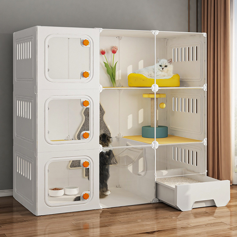 고양이 빌라 홈 실내 넓은 자유 공간 1개의 침실, 1개의 거실, 1개의 욕실, 고양이 화장실 서랍형 일체형 고양이 둥지
